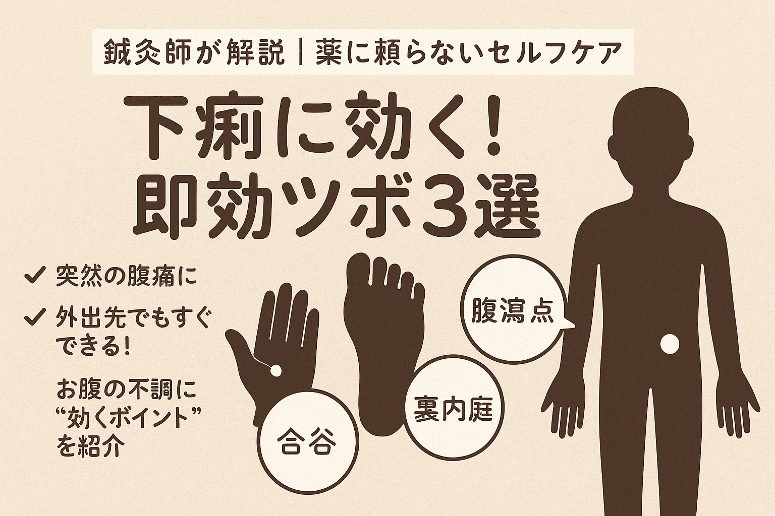 下痢に効くツボ｜即効性が期待できる3つの特効穴と正しい押し方を鍼灸師が解説 |  神戸市の鍼灸院・針治療｜ミントはり灸院神戸市の鍼灸院・針治療｜ミントはり灸院-名医＆女性鍼灸師が常勤