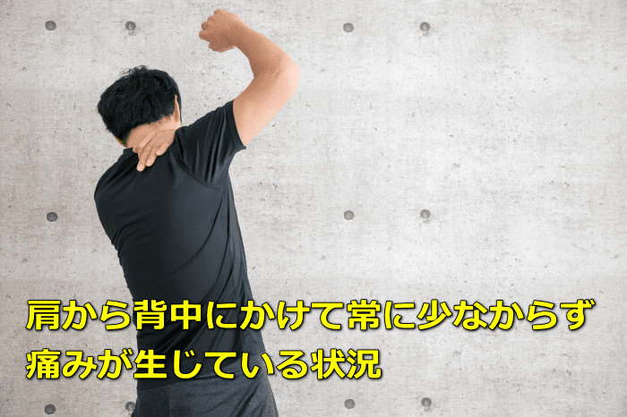 私は肩から背中にかけて常に少なからず痛みが生じている状況です。