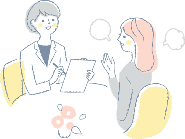 鍼灸院で相談する女性のイラスト