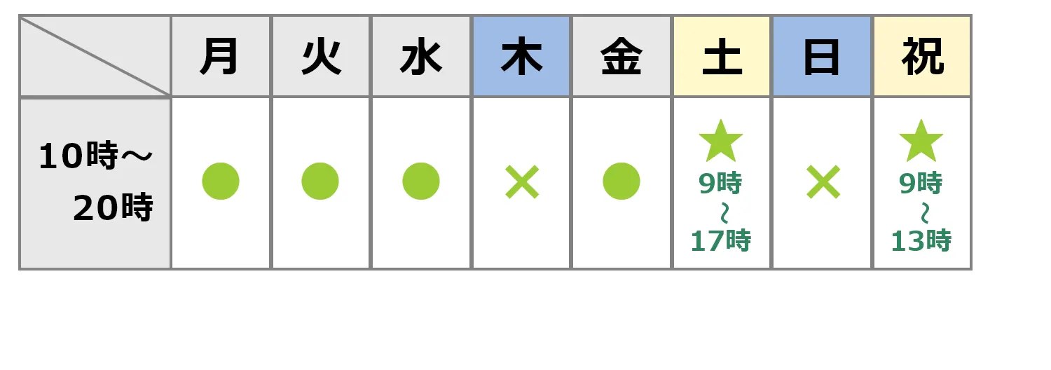 明石院の診療時間